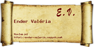 Ender Valéria névjegykártya